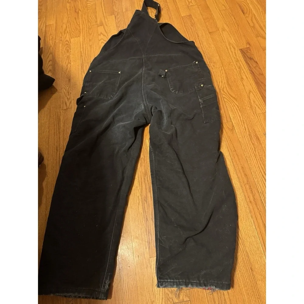 Carhartt Bib Overalls Mens 48 X‎ 32 Black Duck Quilt Lined Double Knee R02 BLK